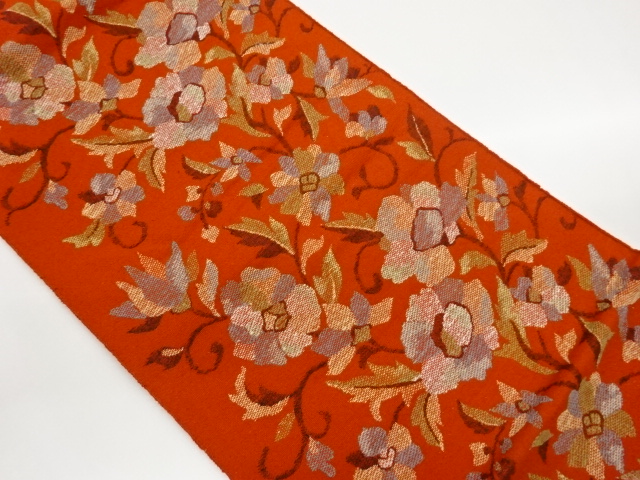 JAPANESE NAGOYA OBI / WOVEN FLOWER ARABESQUE